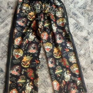 Ed Hardy Multicolor All Over Print SweatPants Large